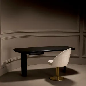 Luxury Dark Brown Rectangular Wooden Dining Table with Rounded Edges – Luxury Hotel Furniture Lifestyle View by Luxury Group International