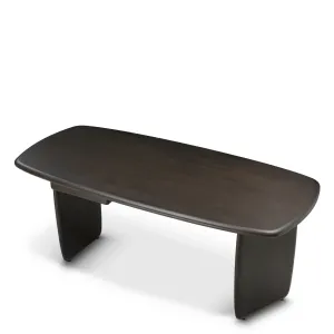 Luxury Dark Brown Rectangular Wooden Dining Table with Rounded Edges – Luxury Hotel Furniture Side View by Luxury Group International