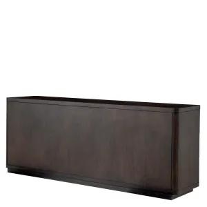 Luxury Dark Brown Six-Drawer Sideboard Cabinet with Brass Accents - Luxury Hotel Furniture Back View by Luxury Group International