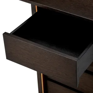 Luxus Executive-Schreibtisch aus dunklem Holz mit goldener Säule & Aufbewahrungsschubladen – Luxus Schreibtisch Detailansicht von Luxury Group International