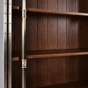 Luxury Dark Wooden Open Shelve Bookcase with Brass-Plated Accents - Luxury Shelve Cabinet Detail View by Luxury Group International