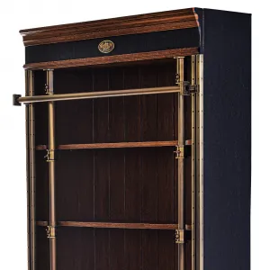 Luxury Dark Wooden Open Shelve Bookcase with Brass-Plated Accents - Luxury Shelve Cabinet Detail View by Luxury Group International