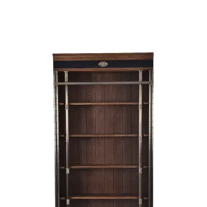 Luxury Dark Wooden Open Shelve Bookcase with Brass-Plated Accents - Luxury Shelve Cabinet Front View by Luxury Group International