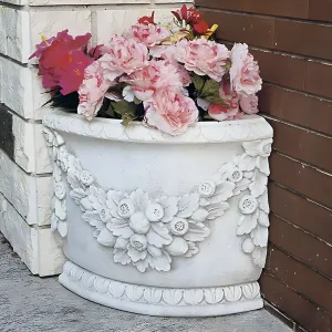 Luxury Decorative Corner Garden Planter with Sculptural Floral Relief Design Lifestyle View by Luxury Group International