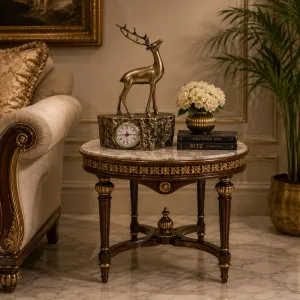 Luxury Deer Bronze Alarm Clock with Textured Rock Base - Luxury Bronze Sculpture Lifestyle View by Luxury Group International