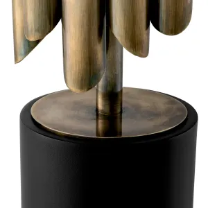 Luxus Designer Tischlampe mit schwarzem Schirm und goldener Metallrohr-Basis Detailansicht von Luxury Group International