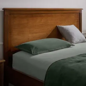 Luxury Designer Wooden Bed with White Upholstered Headboard Detail View by Luxury Group International