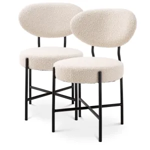 Luxus Esszimmerstuhl Beige / Schwarz 2er-Set – Luxus Hotelmöbel – Luxus Möbel Vorderansicht von Luxury Group International