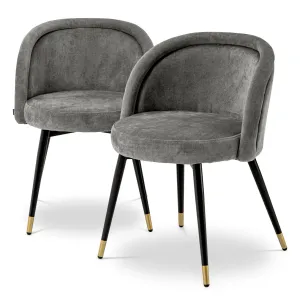 Luxus Esszimmerstuhl Grau / Schwarz 2er-Set – Esszimmer- & Hotelausstattung – Luxusmöbel Vorderansicht von Luxury Group International