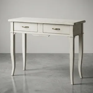 Luxury Distressed White Wooden Console Table with Dual Drawer Storage Front View by Luxury Group International