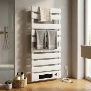 Luxury Electric Towel Radiator with Smart Convector Heating & Wi-Fi Control Lifestyle View by Luxury Group International