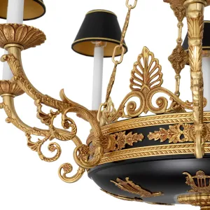 Lampadario di Lusso Stile Impero Nero e Oro – Elegante Lampada a Sospensione Barocca da Soffitto Vista dettaglio di Luxury Group International