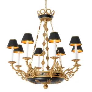 Lampadario di Lusso Stile Impero Nero e Oro – Elegante Lampada a Sospensione Barocca da Soffitto di Luxury Group International