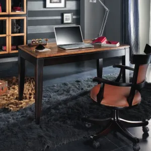 Escritorio Ejecutivo de Lujo con Tapa de Madera Natural, Base Negra y Almacenamiento de Doble Cajón Vista lifestyle por Luxury Group International