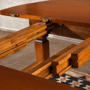 Luxury Extendable Half-Moon Console Table in Classic Walnut Finish Detail View by Luxury Group International