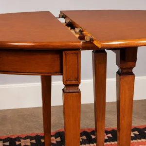 Luxury Extendable Half-Moon Console Table in Classic Walnut Finish Detail View by Luxury Group International