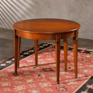 Luxury Extendable Half-Moon Console Table in Classic Walnut Finish Front View by Luxury Group International
