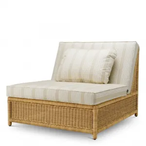 Fauteuil modulaire d'extérieur en tissu de luxe à rayures subtiles Vue de face par Luxury Group International
