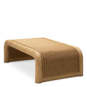 Luxury Faux Rattan Outdoor Coffee Table in Honey Finish 125 cm - Outdoor Coffee Table Side View by Luxury Group International