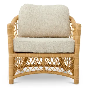 Luxury Faux Rattan Outdoor Lounge Chair with Arden Natural Cushions Front View by Luxury Group International