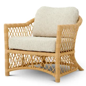 Luxury Faux Rattan Outdoor Lounge Chair with Arden Natural Cushions Front View by Luxury Group International