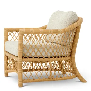 Luxury Faux Rattan Outdoor Lounge Chair with Arden Natural Cushions Side View by Luxury Group International