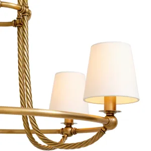 Luxury Five-Light Golden Chandelier with Twisted Frame & Fabric Shades - Luxury Hotel Furniture Detail View by Luxury Group International