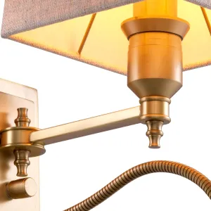 Applique Murale Flexible de Luxe – Abat-jour en Tissu à Col de Cygne en Laiton Vue détaillée par Luxury Group International
