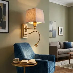 Applique Murale Flexible de Luxe – Abat-jour en Tissu à Col de Cygne en Laiton Vue lifestyle par Luxury Group International