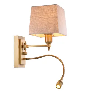 Applique Murale Flexible de Luxe – Abat-jour en Tissu à Col de Cygne en Laiton Vue de côté par Luxury Group International