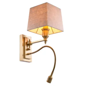 Applique Murale Flexible de Luxe – Abat-jour en Tissu à Col de Cygne en Laiton Vue de côté par Luxury Group International