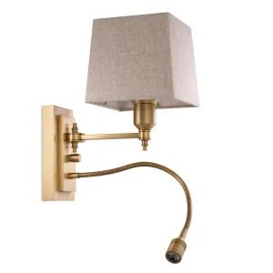 Applique Murale Flexible de Luxe – Abat-jour en Tissu à Col de Cygne en Laiton Vue de côté par Luxury Group International
