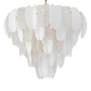 Luxury Frosted Glass Feather Chandelier – Elegant Pendant Ceiling Lamp Detail View by Luxury Group International