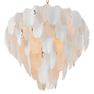 Luxury Frosted Glass Feather Chandelier – Elegant Pendant Ceiling Lamp by Luxury Group International