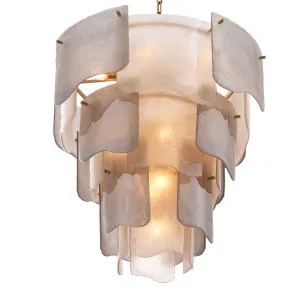 Lampadario Stratificato in Vetro Satinato di Lusso – Illuminazione Elegante e di Impatto Vista frontale di Luxury Group International