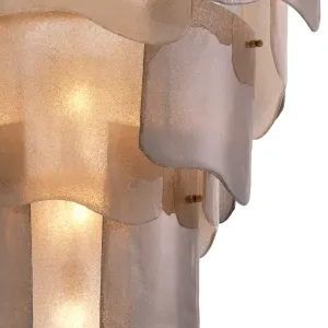 Lampadario Stratificato in Vetro Satinato di Lusso – Illuminazione Elegante e di Impatto Vista frontale di Luxury Group International