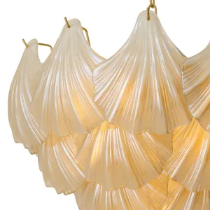 Luxury Frosted Glass Leaf Pendant Chandelier – Elegant Ceiling Lamp Cluster Detail View by Luxury Group International