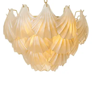 Luxury Frosted Glass Leaf Pendant Chandelier – Elegant Ceiling Lamp Cluster by Luxury Group International