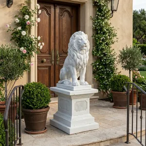 Luxus Gartenpodest mit Gitterstruktur-Panel und gestuftem Sockel – Gartendekoration Lifestyle-Ansicht von Luxury Group International