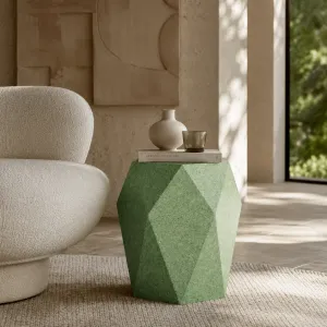 Luxury Geometric Concrete Side Table with Faceted Sculptural Design Lifestyle View by Luxury Group International