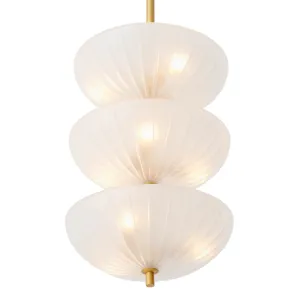 Luxury Glass Ceiling Light with 3 Layered Bowl Shades - Luxury Hotel Furniture Side View by Luxury Group International