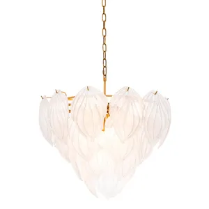 Lampadario di Lusso in Vetro a Forma di Foglia – Lampada a Sospensione Moderna in Vetro Artistico Satinato di Luxury Group International