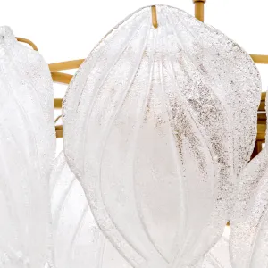 Lampadario di Lusso in Vetro a Forma di Foglia – Lampada a Sospensione Moderna in Vetro Artistico Satinato Vista dettaglio di Luxury Group International