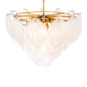 Lampadario di Lusso in Vetro a Forma di Foglia – Lampada a Sospensione Moderna in Vetro Artistico Satinato Vista laterale di Luxury Group International