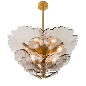 Lampada da Soffitto di Lusso in Vetro e Metallo con Illuminazione a Sospensione a Petali Floreali dal Design Moderno Vista frontale di Luxury Group International
