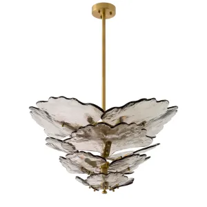 Lampada da Soffitto di Lusso in Vetro e Metallo con Illuminazione a Sospensione a Petali Floreali dal Design Moderno Vista frontale di Luxury Group International