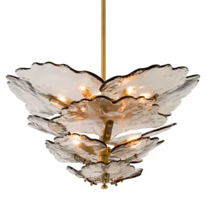 Lampada da Soffitto di Lusso in Vetro e Metallo con Illuminazione a Sospensione a Petali Floreali dal Design Moderno di Luxury Group International