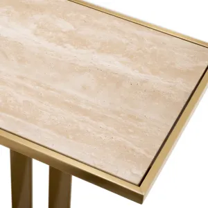 Luxus Gold Konsolentisch mit skulpturaler, geschwungener Metallbasis – Luxus Hotelmöbel Detailansicht von Luxury Group International