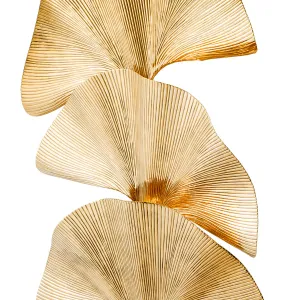 Luxury Gold Ginkgo Leaf Floor Lamp with Sculptural Three-Light Design Detail View by Luxury Group International