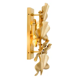 Luxury Gold Ginkgo Leaf Wall Sconce with Artistic Design for Elegant Interiors Front View by Luxury Group International